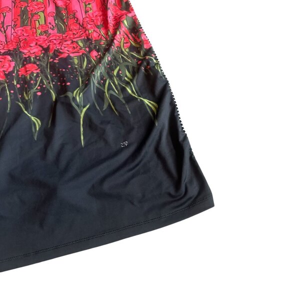 Volt Designs Rose Print Dress Stripe Back Colorful Stretch Size 3 Large Women's - Picture 4 of 13